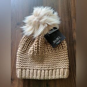 Ba-boTan Knit Beanie with Faux Fur Pom